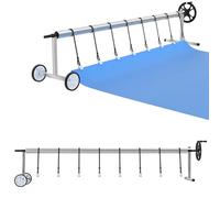 LARS360 Enrouleur de Couverture de Piscine en Aluminium et Acier Inoxydable | 3 m - 5,70 m | Système d'Enrouleurs de Couverture Solaire avec Fixation et roulettes