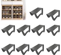 LARS360 Étagère à chaussures grise pratique, set de 10, à deux étages, antidérapante, idéale pour les chaussures dans l'entrée ou l'armoire, stable & peu encombrante, en plastique PP de qualité supéri