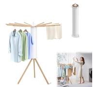 LARS360 Étendoir à Linge Pliant Économisant de l'Espace, Séchoir en Bois Portable, Séchoir Octopus pour Intérieur et Extérieur, Balcon et Salon, Capacité 20 kg