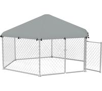 LARS360 Grand poulailler hexagonal 2.8x2.5x1.65m - Enclos résistant aux intempéries avec cadre métallique galvanisé & porte verrouillable pour poules, canards, oies