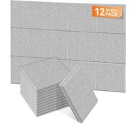 LARS360 Gris clair Panneaux acoustiques Set de 12 pièces 30x30cm Motif en V, Panneaux muraux insonorisants, Isolation phonique, Absorbeur de son pour Studio Home Gaming