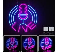 LARS360 Lampe néon USB, enseigne lumineuse, veilleuse gaming pour décoration murale, signe néon LED éclairage néon, lumières de fête - 'LIVE