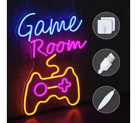 LARS360 Lampe néon USB, enseigne lumineuse, veilleuse gaming pour décoration murale, signe néon LED éclairage néon, lumières de fête - 'Game Room