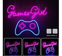 LARS360 Lampe néon USB, enseigne lumineuse, veilleuse gaming pour décoration murale, signe néon LED néon, lumières de fête - 'GamerGirl