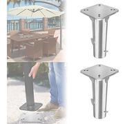 LARS360 Lot de 2 douilles de sol universelles en métal avec plaque de base pour parasols