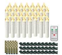 LARS360 Lot de 30 bougies LED blanc chaud sans fil avec télécommande et piles pour sapin de Noël, décoration de Noël, vacances
