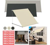LARS360 Marquise de balcon 200x145 cm Gris à déployer - Marquise de protection solaire pour montage mural en polyester & aluminium, résistante aux UV & peu encombrante pour balcon et jardin