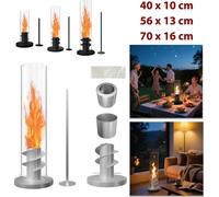 LARS360 Noir Design Feu de table Indoor Outdoor Bioethanol Cheminée décorative en acier inoxydable Balcon Appartement Jardin Photophore 56x13cm