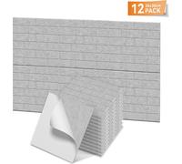 LARS360 Panneaux acoustiques gris clair, lot de 12, 30x30cm, aspect brique, panneaux muraux insonorisants, isolation phonique, absorbeur de son pour studio Home Gaming