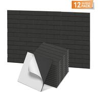 LARS360 Panneaux acoustiques noirs, lot de 12, 30x30cm, aspect brique, panneaux muraux insonorisants, isolation acoustique, absorbeur de son pour studio Home Gaming