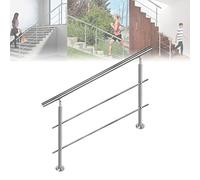 LARS360 Rampe d'escalier de 150 cm - Diamètre : 42 mm - Barres transversales en acier inoxydable - 2 traverses - Montage au sol - Kit d'escaliers pour l'intérieur et l'extérieur - Escaliers pour