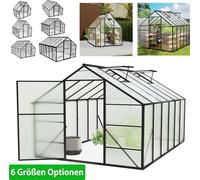 LARS360 Serre en aluminium 280x180x195cm, 5.04m² Serre de jardin accessible avec fondations renforcées, fenêtre de toit, porte, résistante aux intempéries & aux températures élevées pour légumes, plan