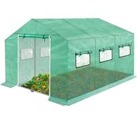 LARS360 Serre en film plastique résistant à l'hiver avec fondation en acier, fenêtre, ancrage de terre, tente en film plastique, tunnel, maison de tomates pour le jardin, vert, 4,5x2x2m
