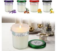 LARS360 Set de bougies parfumées 120g - Set d'aromathérapie 4 pièces avec autocollants et pots en verre, bougies parfumées décoratives pour la chambre à coucher