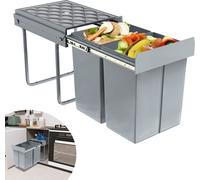 LARS360 Système de tri des déchets de cuisine Poubelle encastrable Trieur de déchets pour la cuisine - 2 collecteurs amovibles avec rails télescopiques, gris (2x20L)