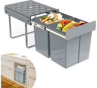 LARS360 Système de tri des déchets de cuisine Poubelle encastrable Trieur de déchets pour la cuisine - 2 collecteurs amovibles avec rails télescopiques, gris (2x15L)