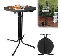 LARS360 table haute pliante Ø 80 cm ronde table de bistrot outdoor table pliante noire table de jardin table de fête stable