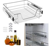 LARS360 Tiroir de cuisine de 2 pièces de 50 cm Tiroir télescopique Tiroir de chambre à coucher Tiroir à panier complet Tiroir d'armoire Tiroir Étagère de cuisine Argenté