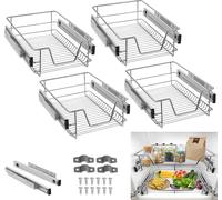 LARS360 Tiroir de cuisine de 4 pièces de 40 cm Tiroir télescopique Tiroir de chambre à coucher Tiroir à panier complet Tiroir d'armoire Tiroir Étagère de cuisine Argenté