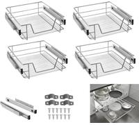LARS360 Tiroir de cuisine de 4 pièces de 50 cm Tiroir télescopique Tiroir de chambre à coucher Tiroir à panier complet Tiroir d'armoire Tiroir Étagère de cuisine Argenté