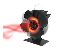 LARS360 Ventilateur de poêle alimenté par la chaleur - Pour poêles à bois - 4 pales - Répartiteur de chaleur sans électricité - Noir