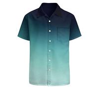 LARSD Chemise à boutons vintage années 80 pour homme - Style rétro hawaïen - Style disco - Style rétro, Dégradé noir bleu, Taille L