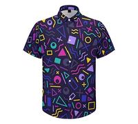 LARSD Chemise pour homme des années 70 : chemise boutonnée motif cachemire, M, Années 80 et 90 Memphis Violet foncé, L