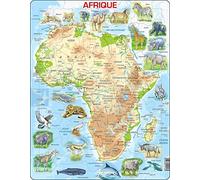 Larsen A22 Carte Physique de l'Afrique, édition Français, Puzzle Cadre avec de 63 pièces