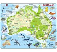 Larsen Puzzle cadre A31 – Carte physique de l'Australie – édition Néerlandais – 65 pièces