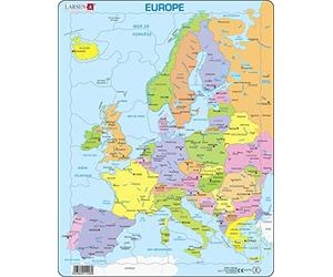 Larsen A8 Carte politique de l'Europe pour les jeunes enfants, édition Français, Puzzle Cadre avec de 37 pièces