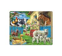 Larsen FH23 Puzzle Les Animaux de la Ferme pour Enfants - 23 Pièces avec Cadre et Plateau Guidé - Découverte des Animaux Domestiques