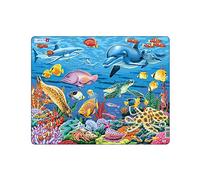 Larsen FH29 Puzzle Éducatif Enfant - La Vie Marine sur Un Récif de Corail - 35 Pièces aux Formes Amusantes - Découverte Animaux Marins - Cadre & Plateau Robuste