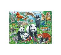 Larsen FH43 Puzzle Famille de Panda - Montagne Chinoise - 64 Pièces - Puzzle Cadre Educatif pour Enfants 4-8 Ans - Jeu Nature et Animaux - Idéal Cadeau Noël