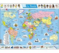 Larsen K1 Carte du Monde Politique, Âges 7-12, puzzle éducatif géographie, apprendre pays, capitales et continents