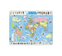 Larsen K1 La Carte du Monde Politique, édition Allemand, Puzzle Cadre avec de 107 pièces