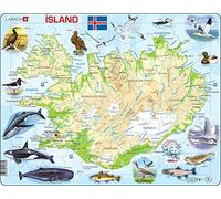 Larsen K7 Islande Carte Physique, édition Islandais, Puzzle Cadre avec de 81 pièces