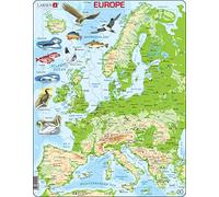 Larsen K70 Carte Physique de l'europe, édition Anglais, Puzzle Cadre avec de 87 pièces