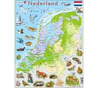 Larsen K79 Pays-Bas Carte Physique, édition Néerlandais, Puzzle Cadre avec de 68 pièces