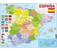 Larsen K85 Puzzle Éducatif Carte Politique de l’Espagne - Communautés, Provinces & Villes - Puzzle Cadre 70 Pièces - Apprentissage Géographie - Édition Espagnole