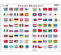 Larsen L2 Puzzle des Drapeaux, Âges 7-12, Puzzle éducatif géographie, Apprendre Pays, Capitales et Continents