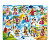 Larsen NM8 Puzzle pour débutants : Les enfants du monde entier, puzzle cadre de 15 pièces