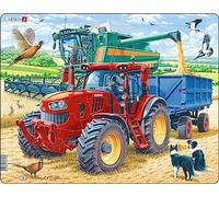 Larsen PG9 - ÉDUCATIF & Amusant Puzzle Ferme 39 Pièces pour Enfants 3+ | Tracteur & Moissonneuse | Jeu d’Observation & Motricité