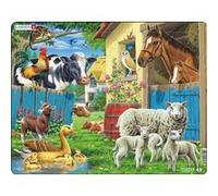 Larsen FH23 Puzzle Les Animaux de la Ferme pour Enfants - 23 Pièces avec Cadre et Plateau Guidé - Découverte des Animaux Domestiques