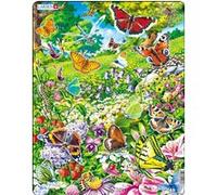 Larsen Puzzle encadré FH28 - Papillons dans un beau champ de fleurs - 42 pièces