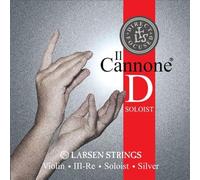 LARSEN STRINGS Cordes de violon II Cannone - Violon 4/4 - Soliste - Corde simple Ré Direct & Focused, âme en nylon à fibres multifilaments, filage en argent massif, tension 5,1/11.22