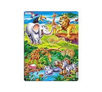 Larsen US16 Le Lion Royal Observe Les Animaux Sauvages de la Savane, Puzzle Cadre avec de 18 pièces