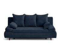 Larson - canapé droit 3 places convertible avec coffre en velours texturé - Bleu Bleu