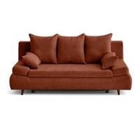 Larson - canapé droit 3 places convertible avec coffre en velours texturé - Terracotta Terracotta