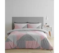Larsson Easy Care Geometric Duvet Cover Set,Double,Pink