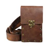 Larswon Renaissance Sac médiéval Ceinture Pochette en Cuir Poche de Ceinture Jambe Support de téléphone Festival Faire Accessoires, Coffee 01, Medium